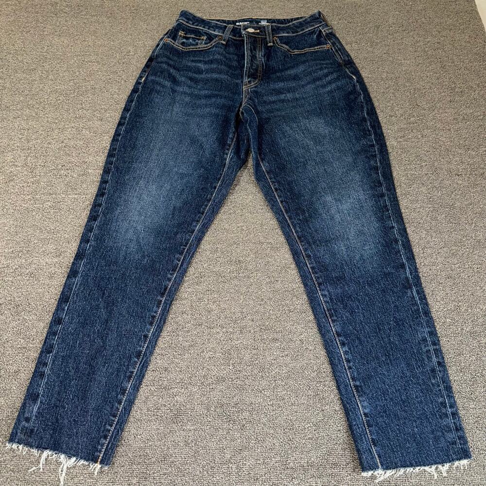 Old Navy High Rise Curvy OG Straight Blue Dark Wash Denim Women's Size 4
